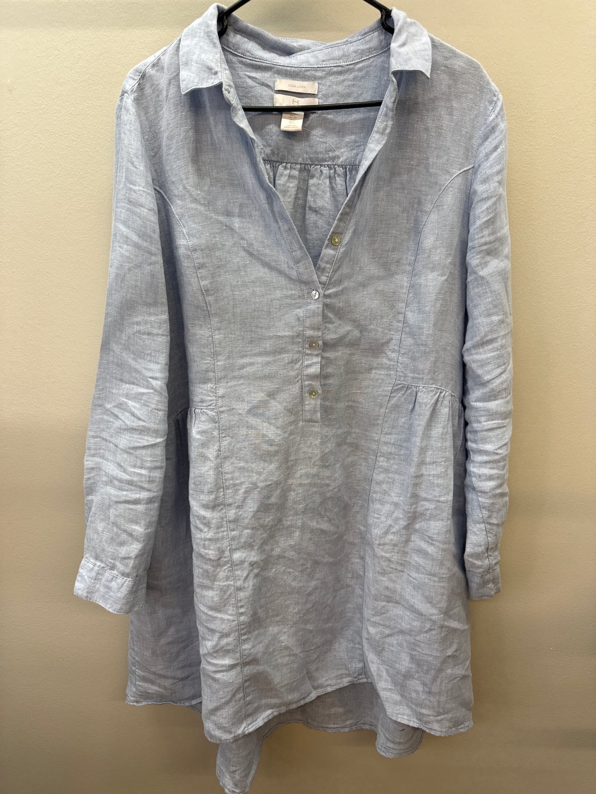 BL 0014 Powder Blue Linen Dress - Large