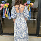 Blue Toile Maxi Dress