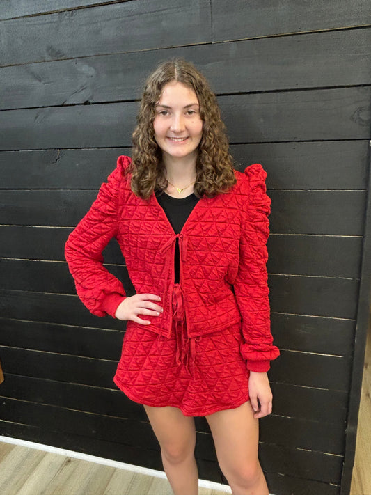 Quilted Red Skort Set