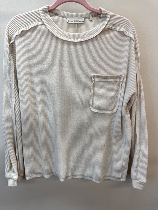PK*0009 Zanana Ribbed Cream Top - S/M