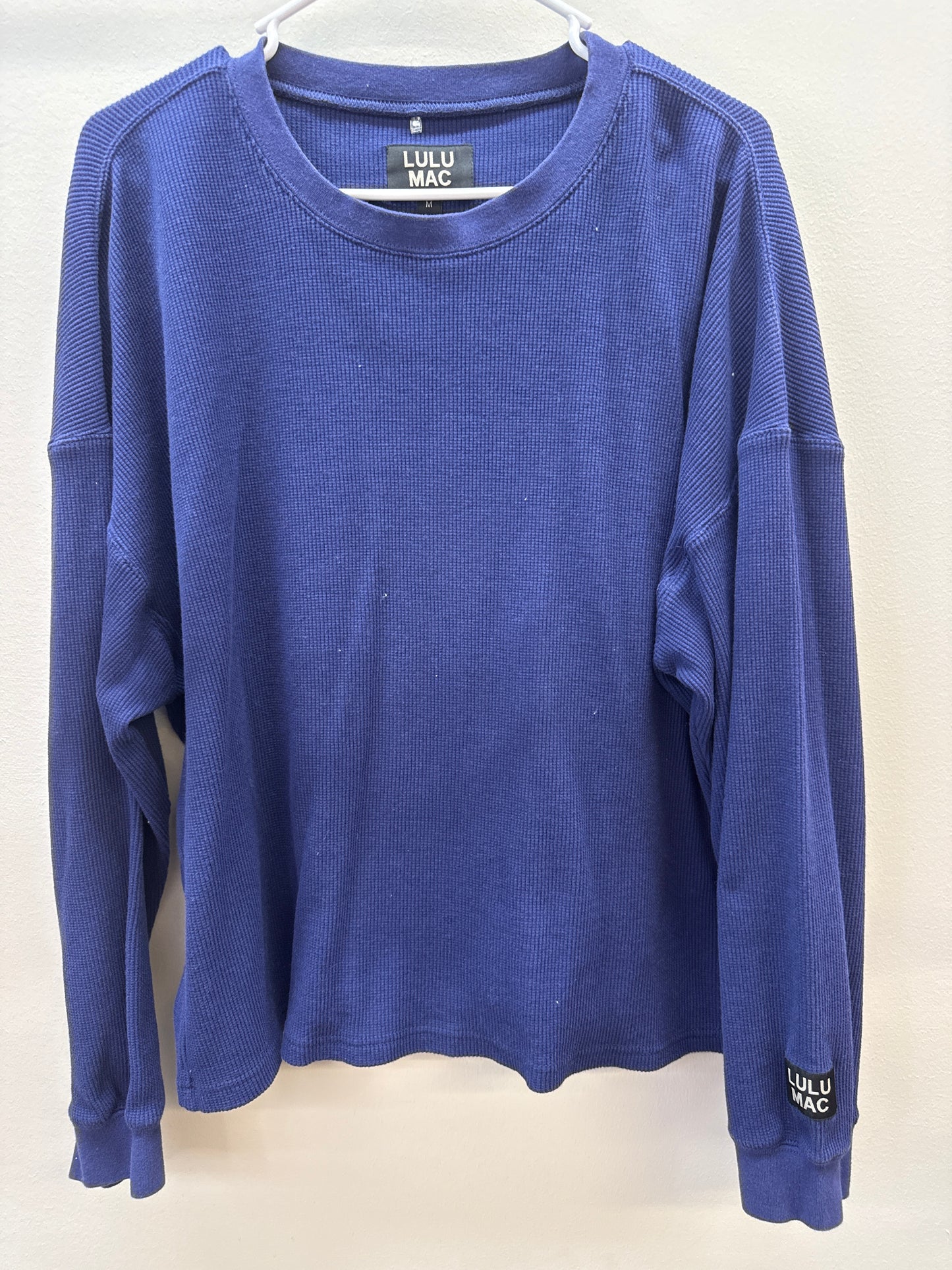 PK 0004 Lulu Mac Navy Waffle Knit Top - Medium