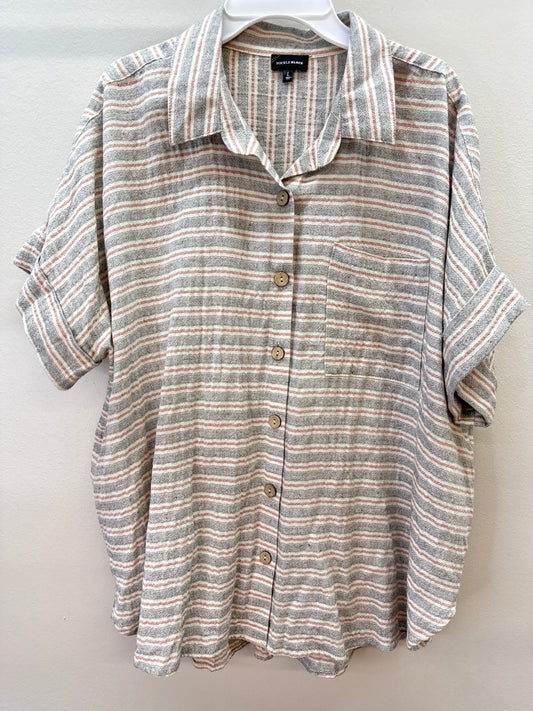 GR 0024 Buckle Stripe Gauze Top - Large