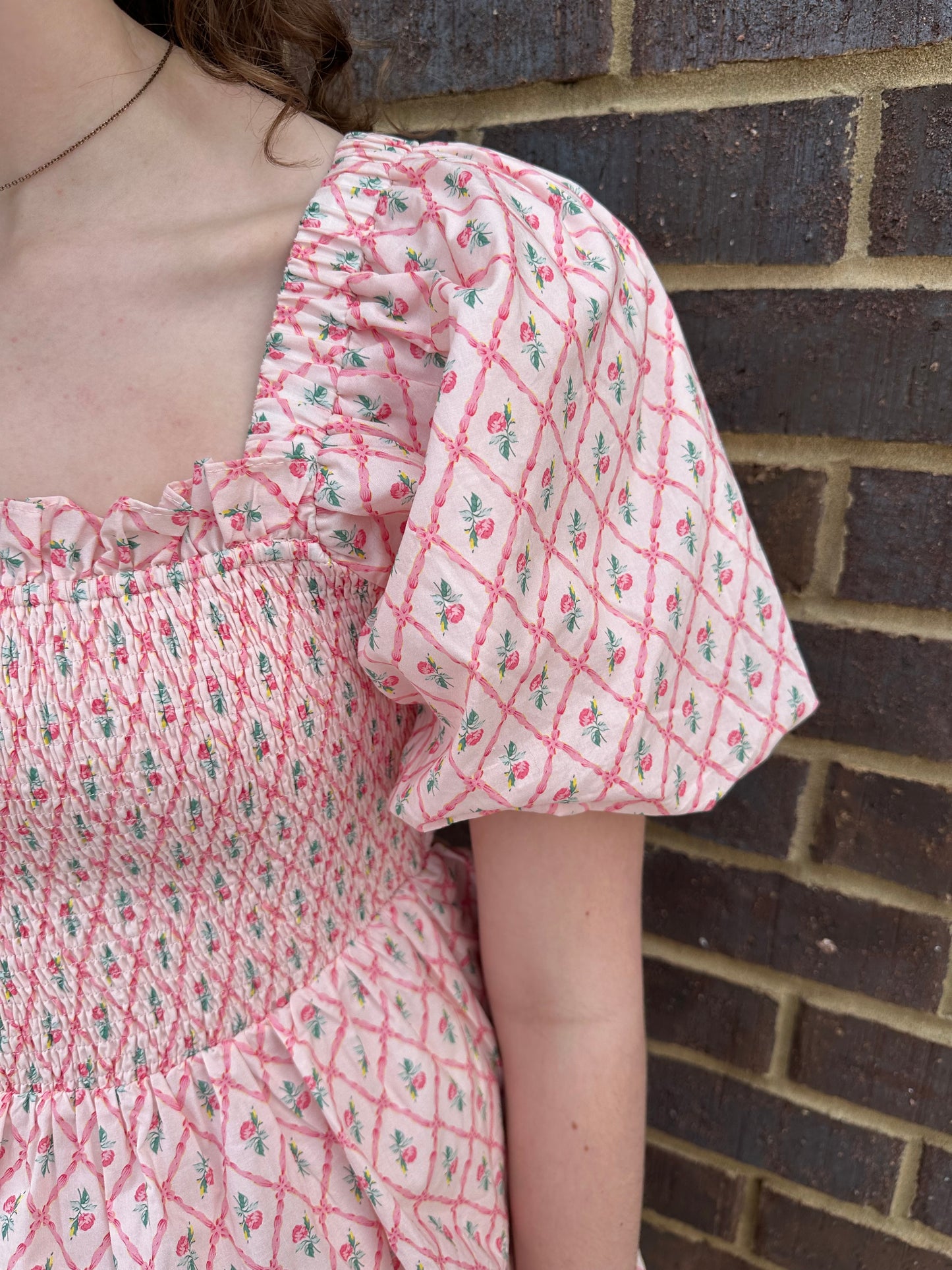 Pink Floral Smocked Dress