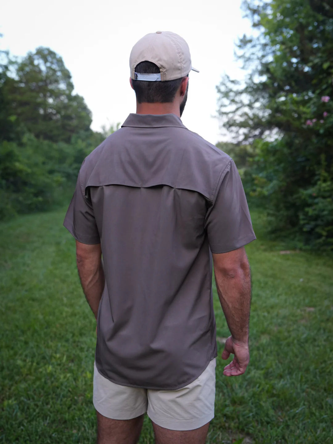 Earth Brown Button Up Performance Short Sleeve