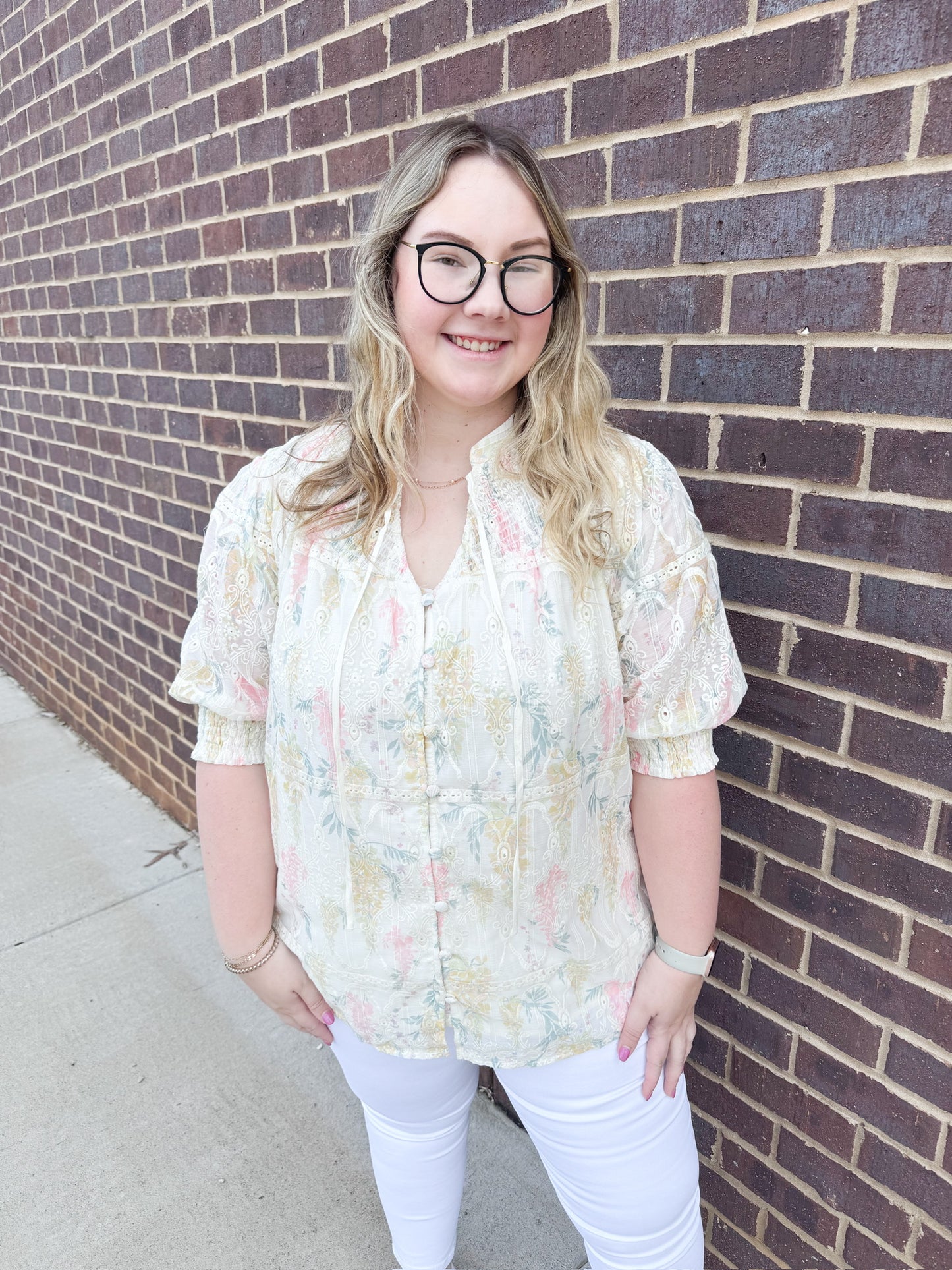 Curvy Cream Floral Top