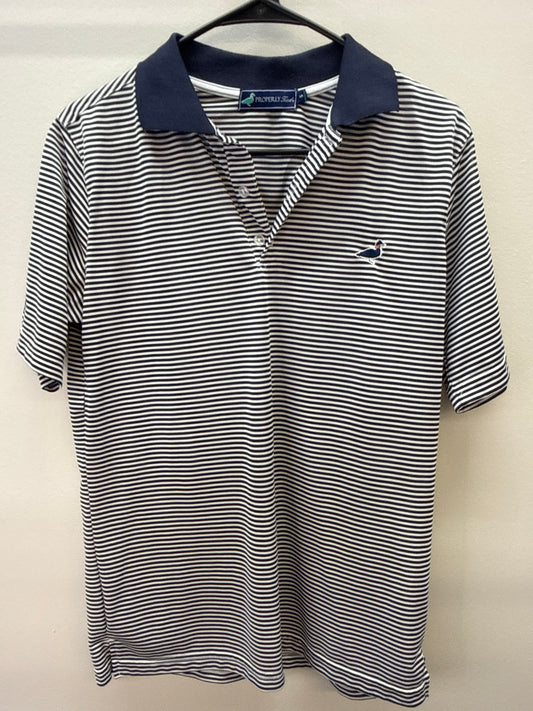 BL 0010 Properly Tied Navy Stripe Polo - Small