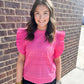Ruffle Sleeve Embroidered Top
