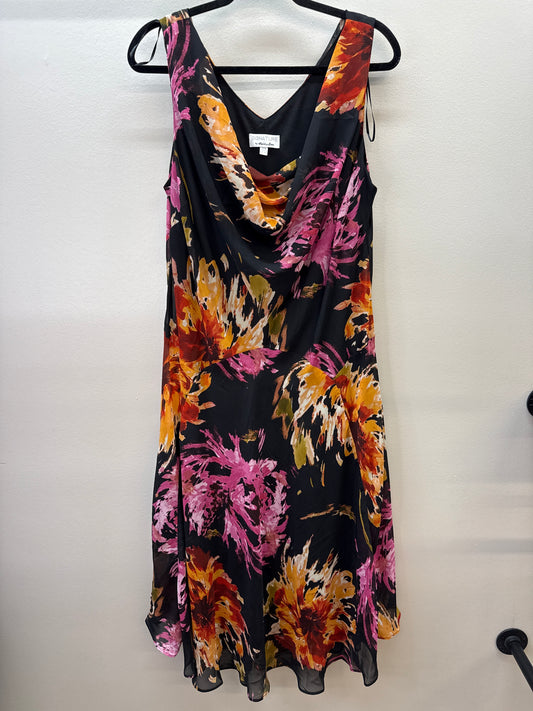 GR 0024 Black Floral Abstract Dress - 18W