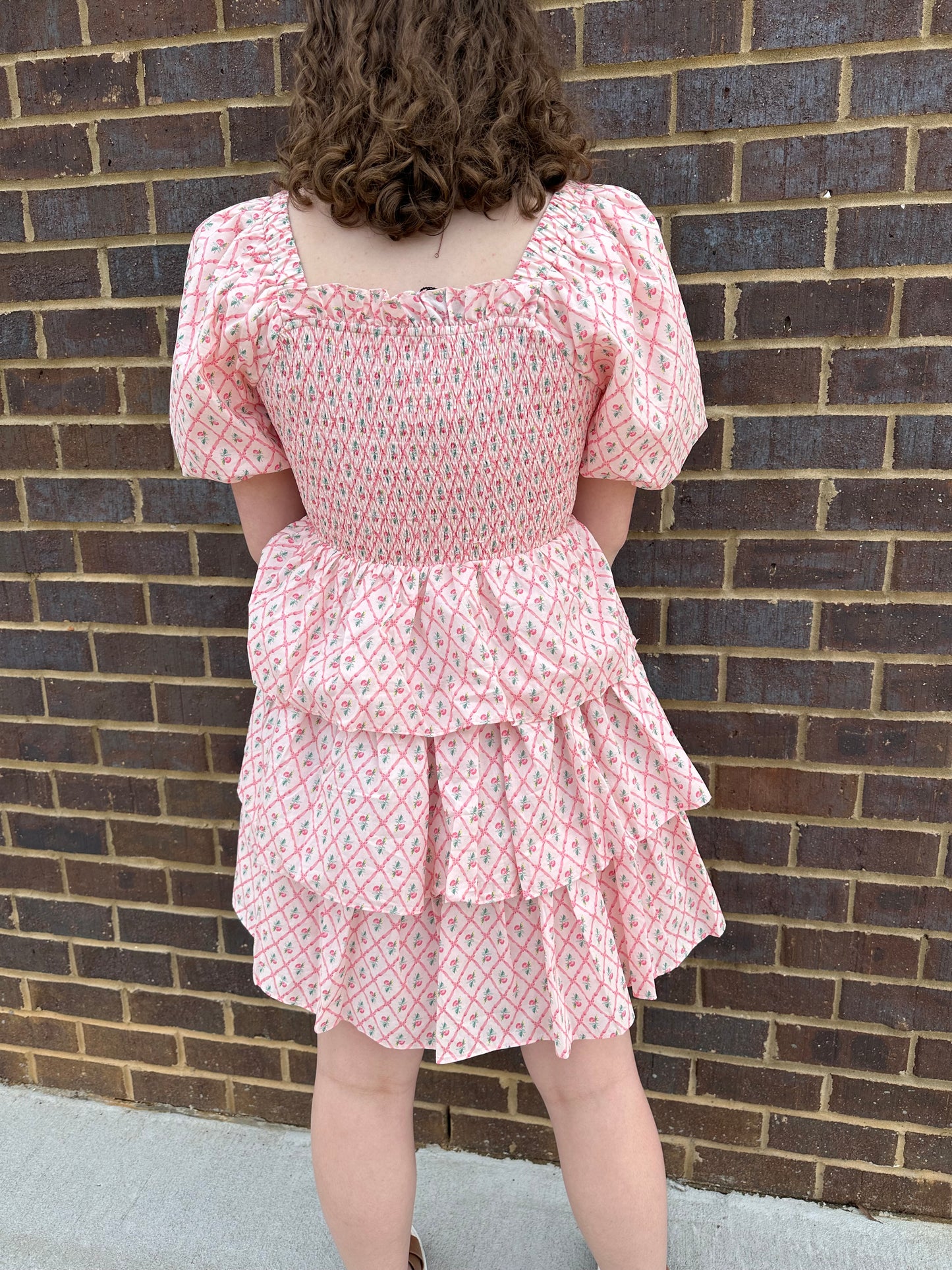 Pink Floral Smocked Dress