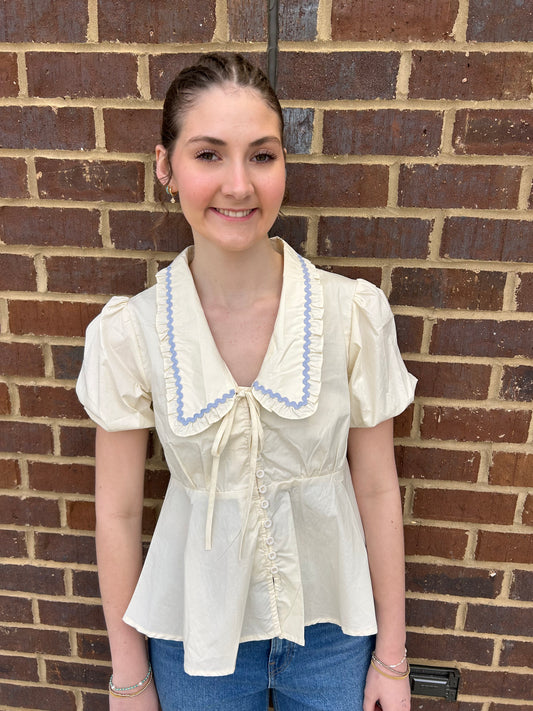 Cream Doll Collar Top