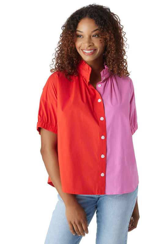 CROSBY Britt Top - Snapdragon Colorblock