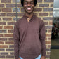 Long Sleeve Moleskin Henley - Brown