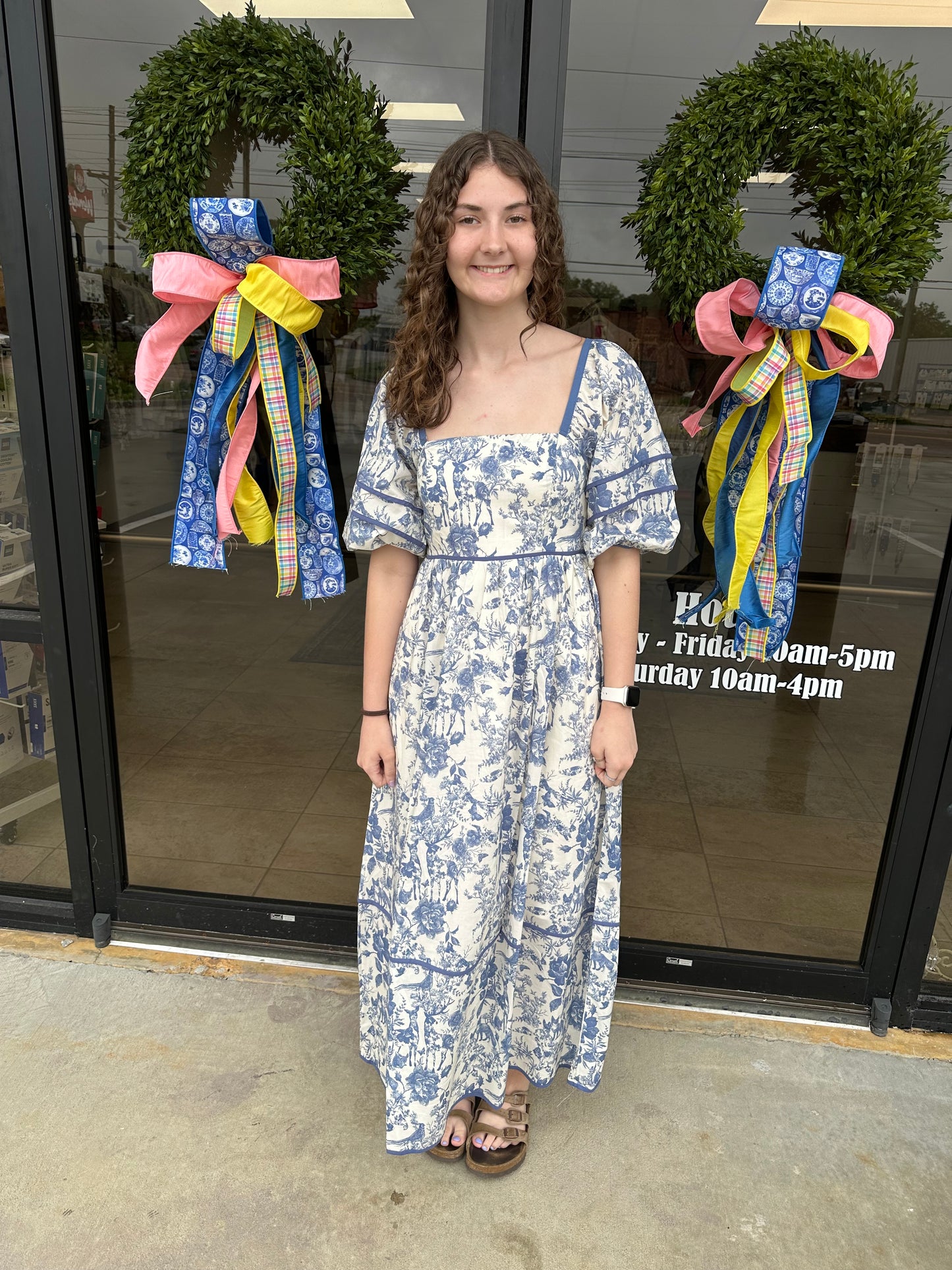 Blue Toile Maxi Dress