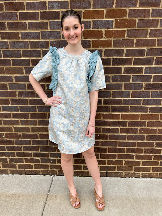 Blue Jacquard Dress
