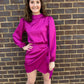 Plum Mock Neck Wrap Dress