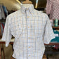 White/Blue/Tan Short Sleeve Button Down
