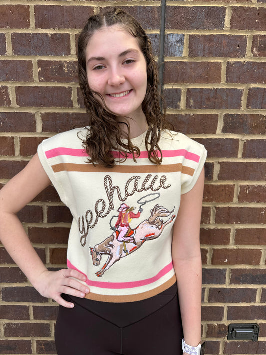 Queen of Sparkles Yeehaw Cowgirl Knit Top