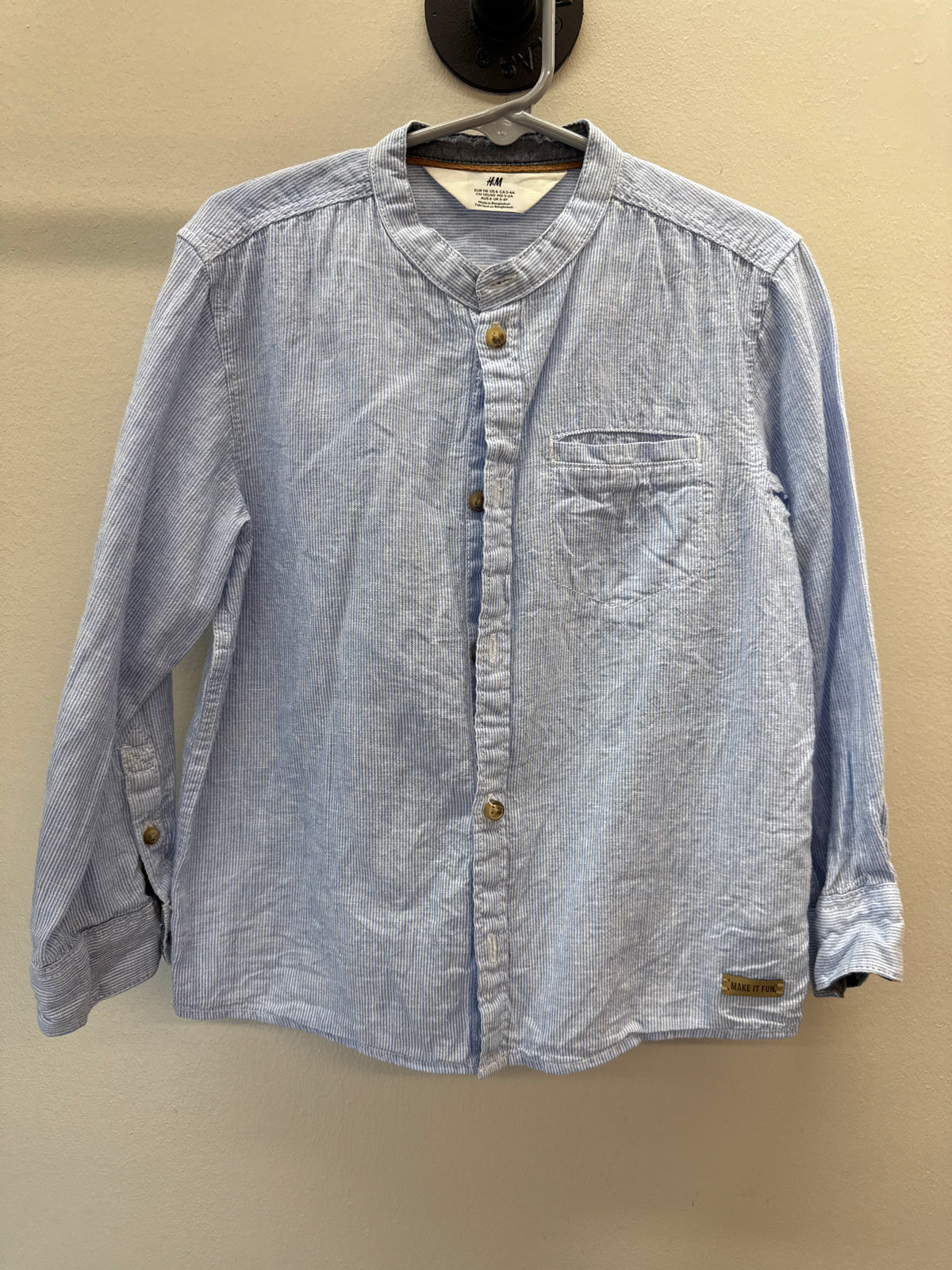 PK*0005 H&M Blue Stripe ButtonUp - Kids 6