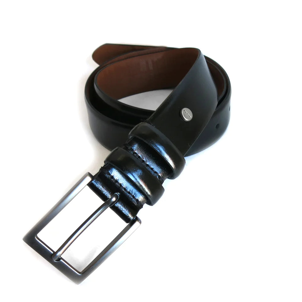 Douglas Black Leather Dress Belt