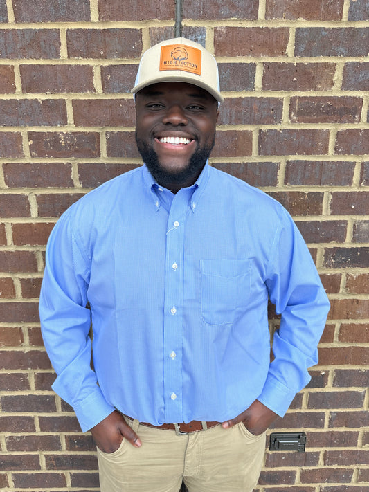 Blue Gingham LS Button Down