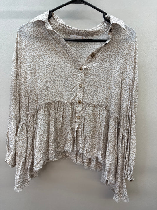 BL 0010 Karlie Tan Cheetah Babydoll Top - Large