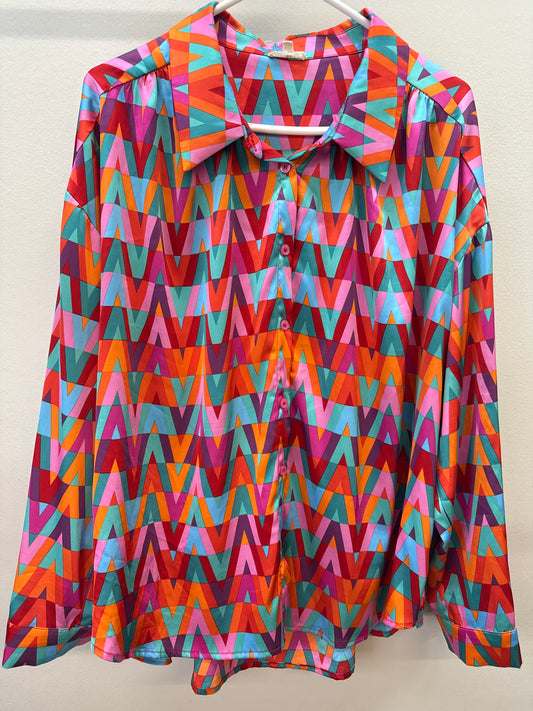 BL 0014 Jodifl Colorful Satin Top - 1XL