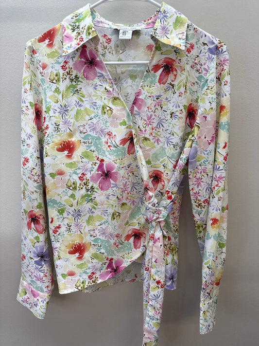 OR 0011 Colorful Floral Tie Top - Medium