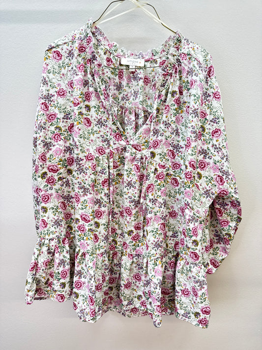 GR 0024 Umgee Pink Flower Top - XL