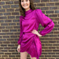 Plum Mock Neck Wrap Dress