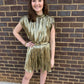 Gold Ruched Mini Dress