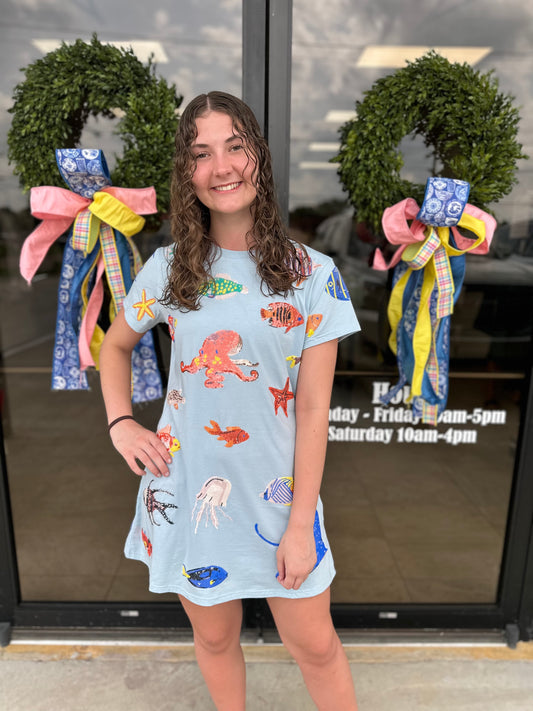 Queen of Sparkles Lt Blue Under the Sea Icon Dress