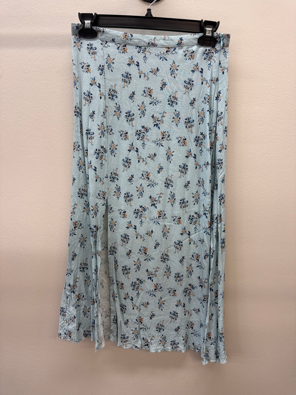 BL*0005 Blue Floral Midi Skirt - small