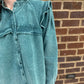 Teal Corduroy Ruffle Dress