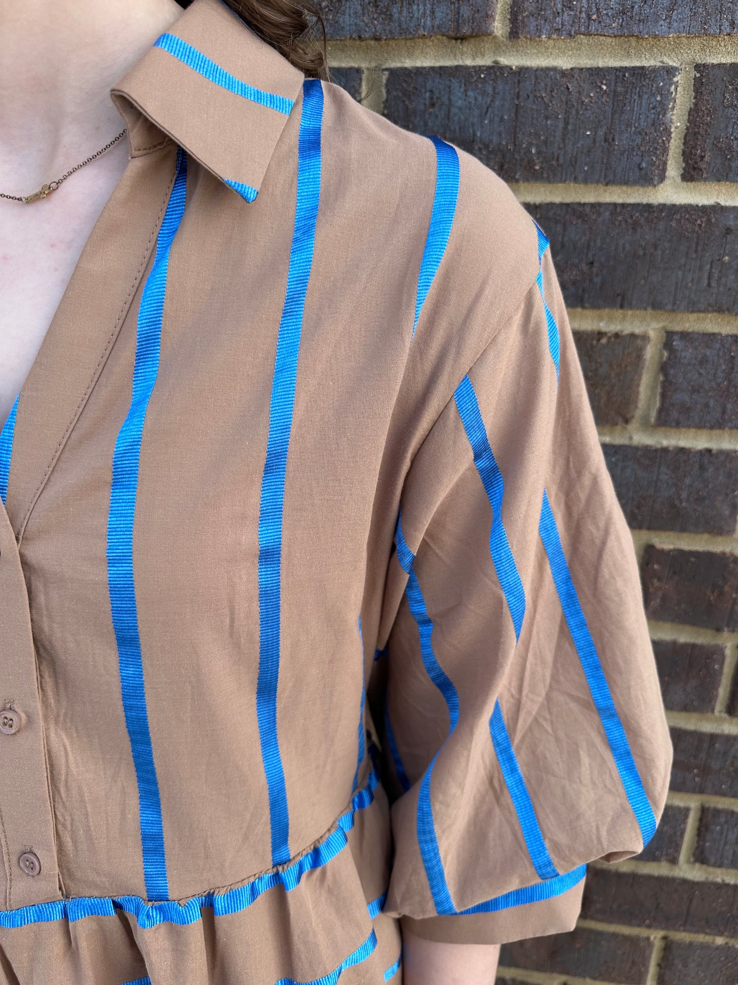 Ribbon Striped Midi Dress