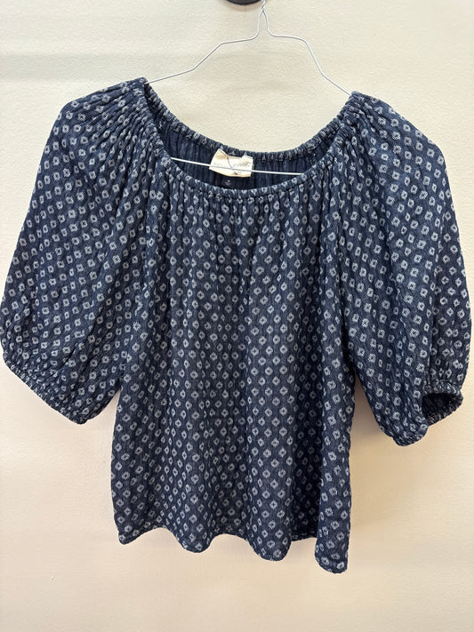 BL 0013 Navy Patterned Top - Medium