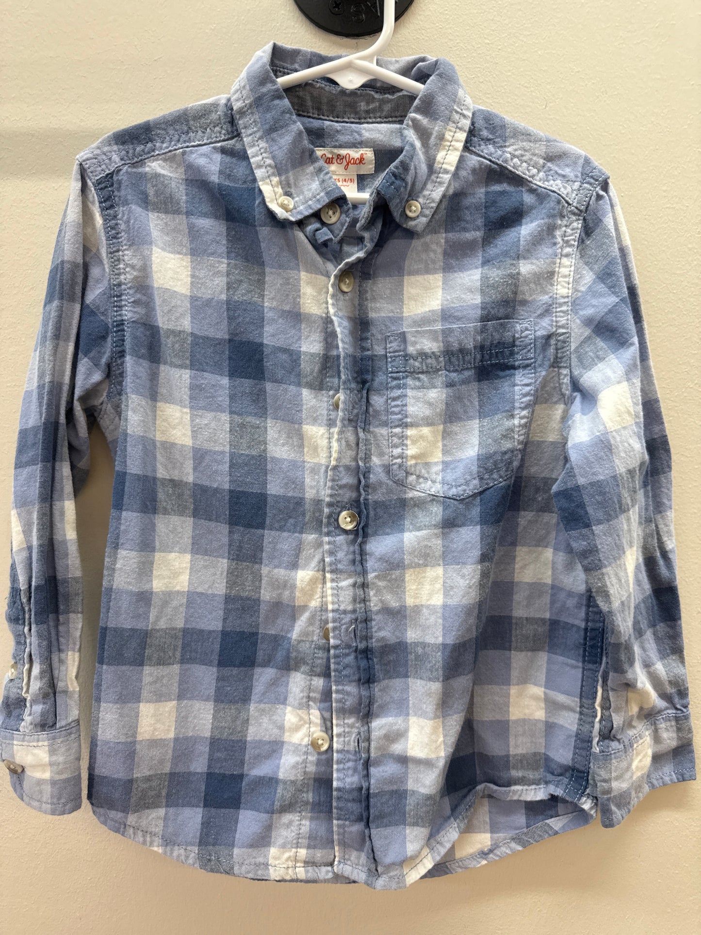 OR 0011 Blue Plaid ButtonUp - boys XS (4/5)