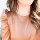 Camel Puff Sleeve Leather Dress