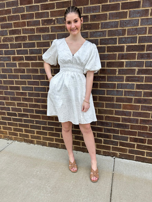 White Satin Crinkle Dress