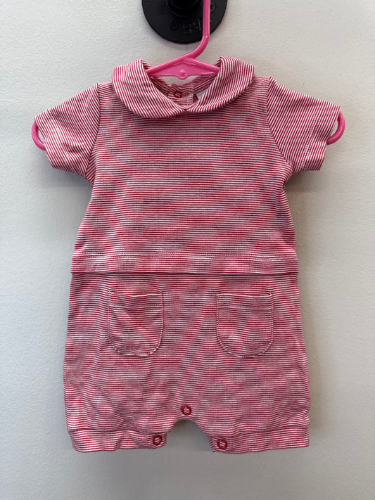 PK 0002 Squiggles Red Stripe Romper - 3/6 months