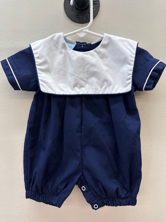 BL 0002 Navy Corduroy Romper - 3 months