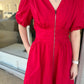 Red & Pink Zip Midi Dress