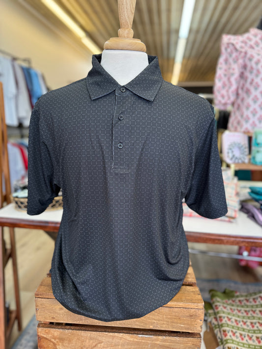 Black Geo Print Polo