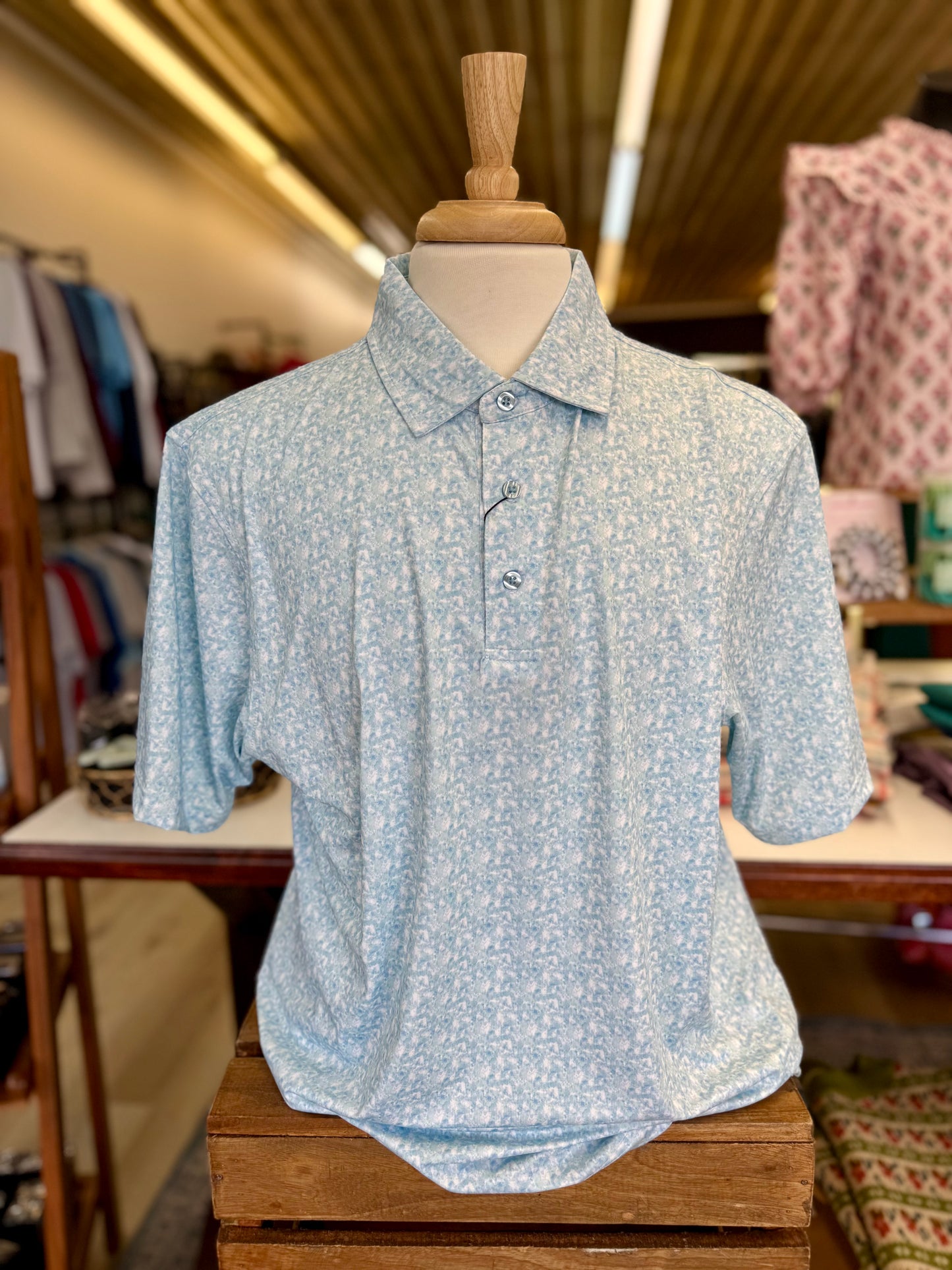 Blue Splash Print Polo