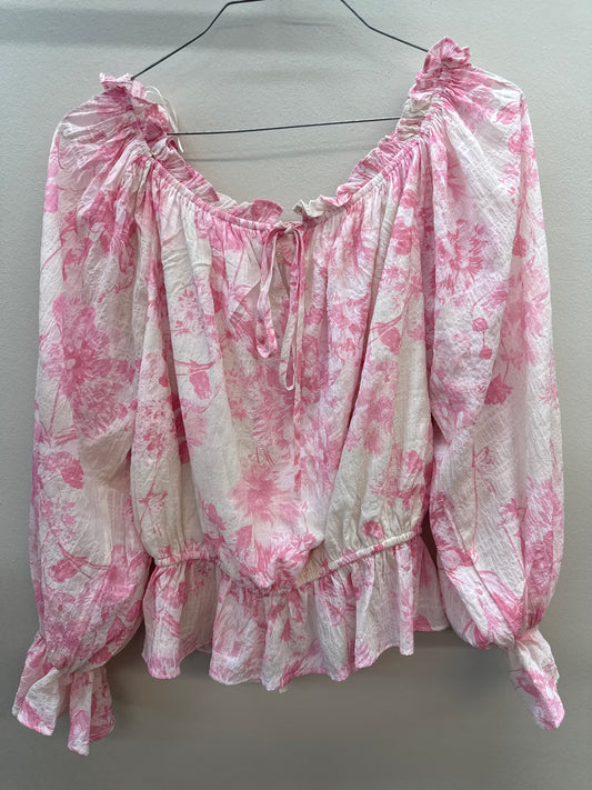 BL 0013 Pink Flower Top - Medium