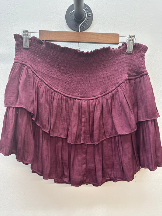 OR 0015 Maroon Smocked Ruffle Skort - Large