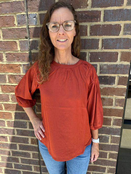 Rust Round Neck Top