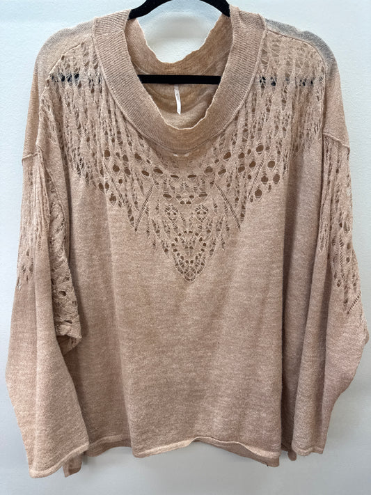 BL 0010 Free People Tan Light Sweater - Small