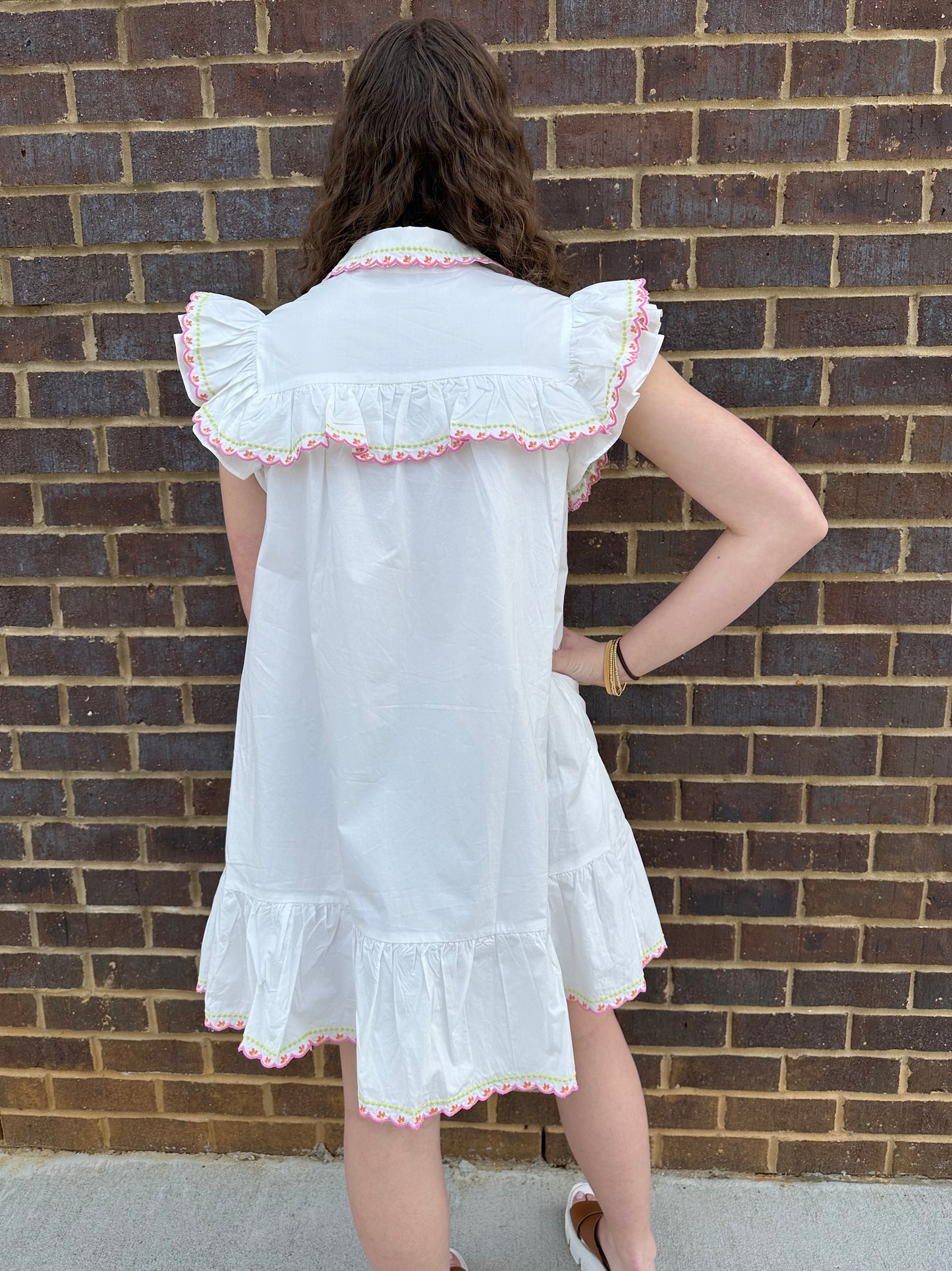 Floral Embroidered Collared Dress