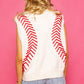 Queen of Sparkles White Baseball Stitch Sweater Vest