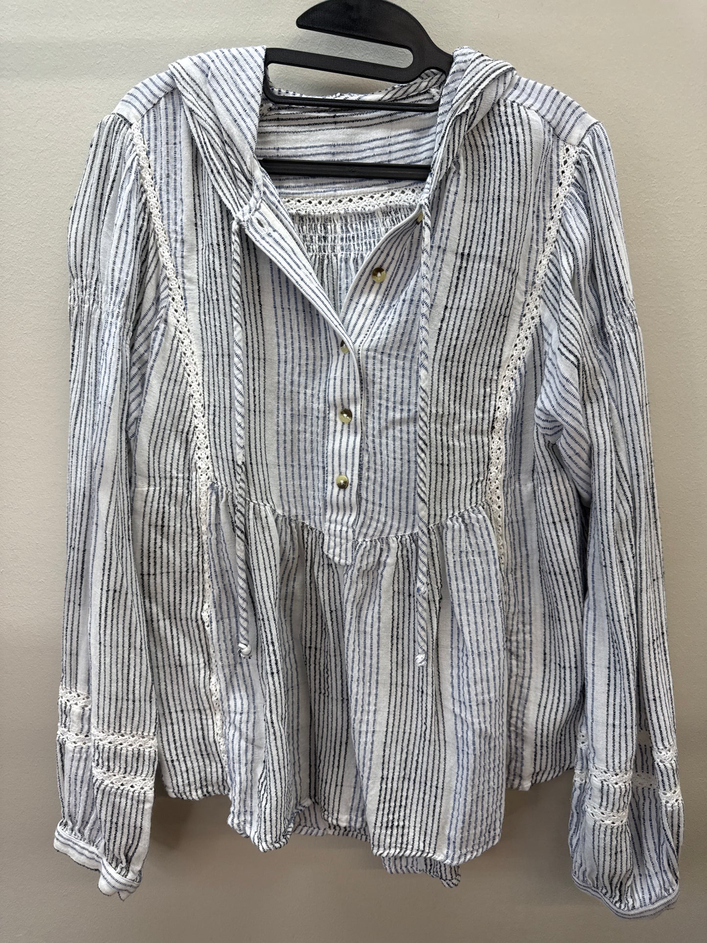 BL 0010 Free People Linen Stripe Pullover - Medium